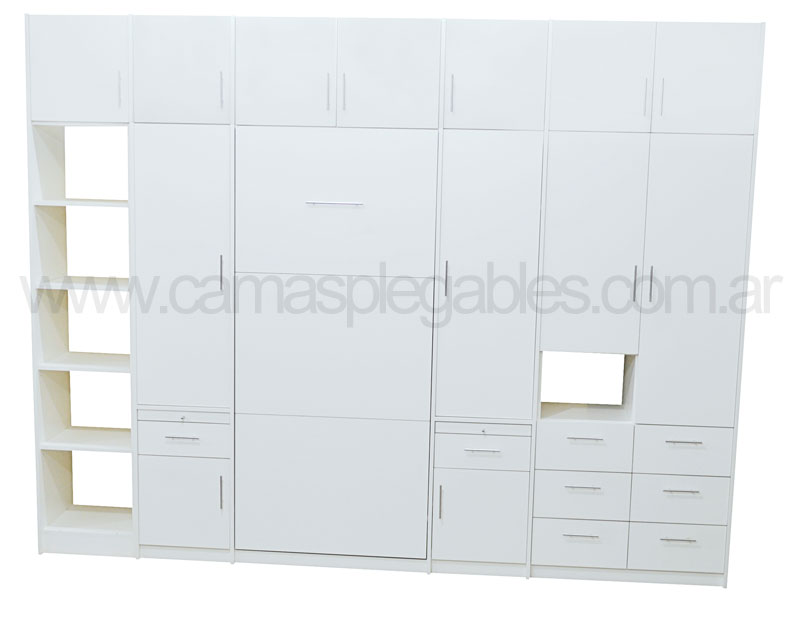 Placard-con-cama-rebatible-plegable-colchon-1-plaza-escritorio-estantes-baulera-melamina-002